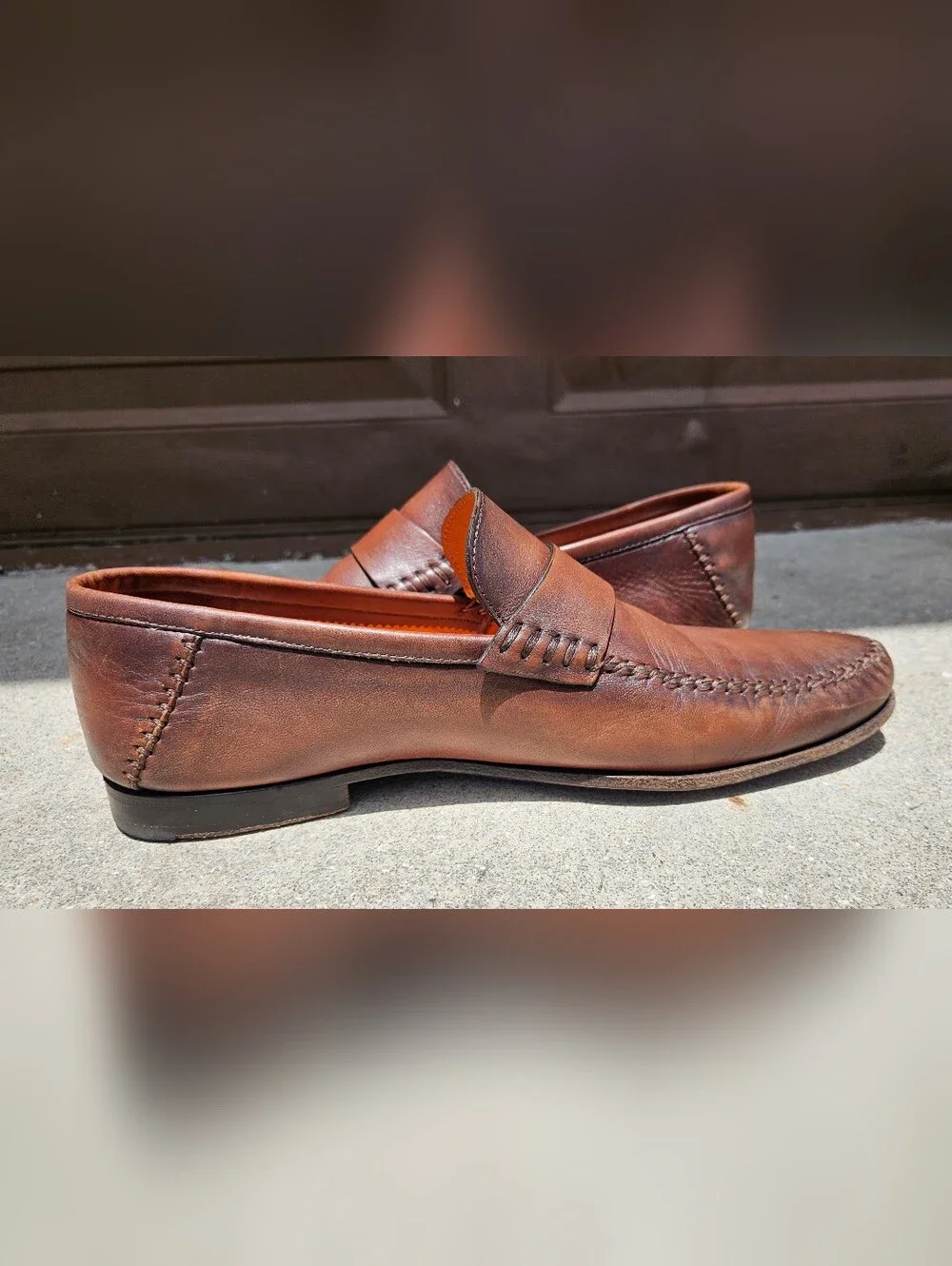 Santoni Mens Paine Plain Strap Loafer 62566 02 Brown Size 11.5 D Made in Italy